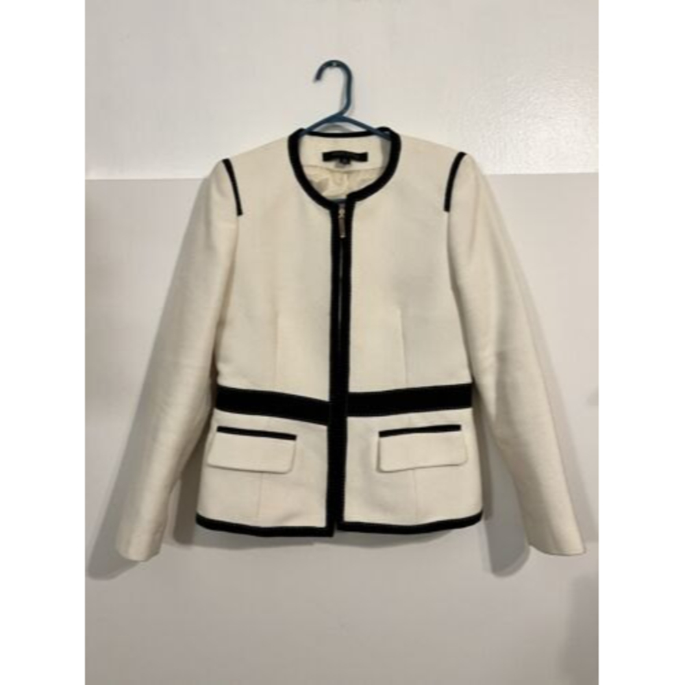 Womens ANNE KLEIN Geometric White/Black Jacket Sz 8